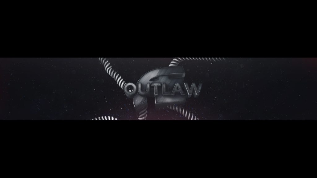 A dark banner design featuring a metallic “OUTLAW” logo wrapped in coiled cables against a speckled background